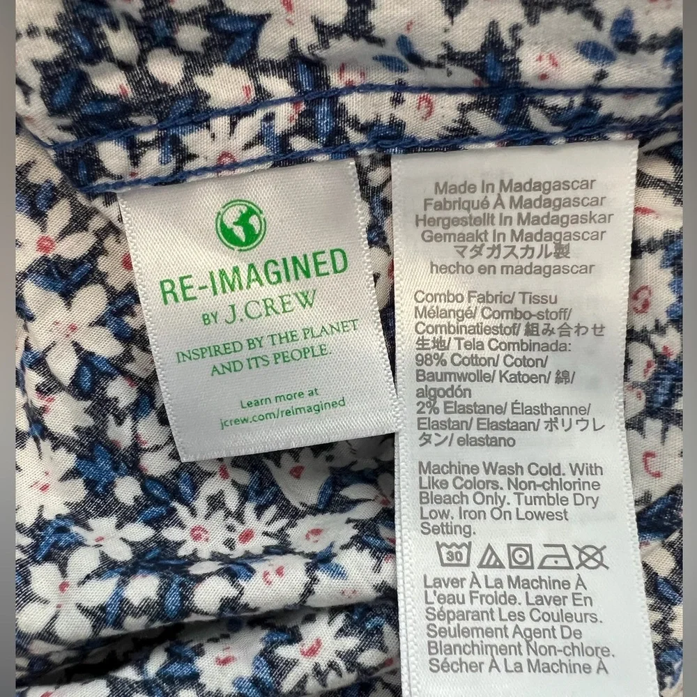 J. Crew Printed short-sleeve slim flex casual shirt Large
